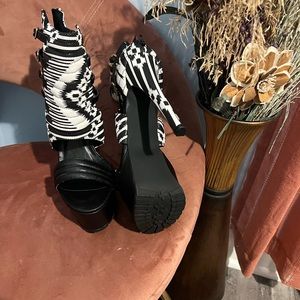 Platform black and white heels, size 11